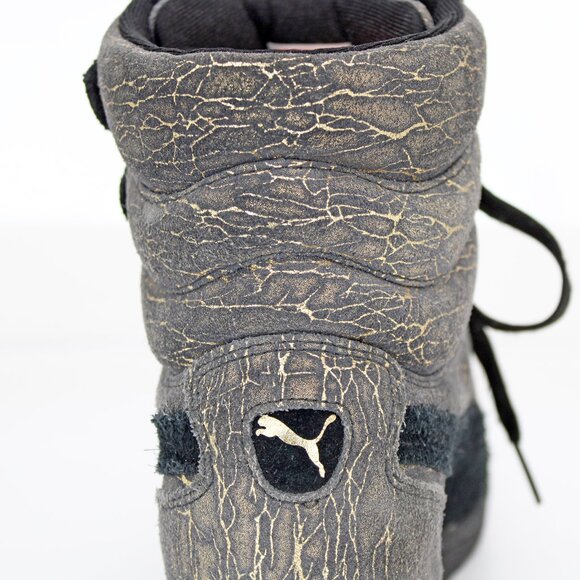 Puma Sky Wedge Gray/Gold Thread Iridescent Womens High Top Sneakers: Size 9.5 - Picture 6 of 9